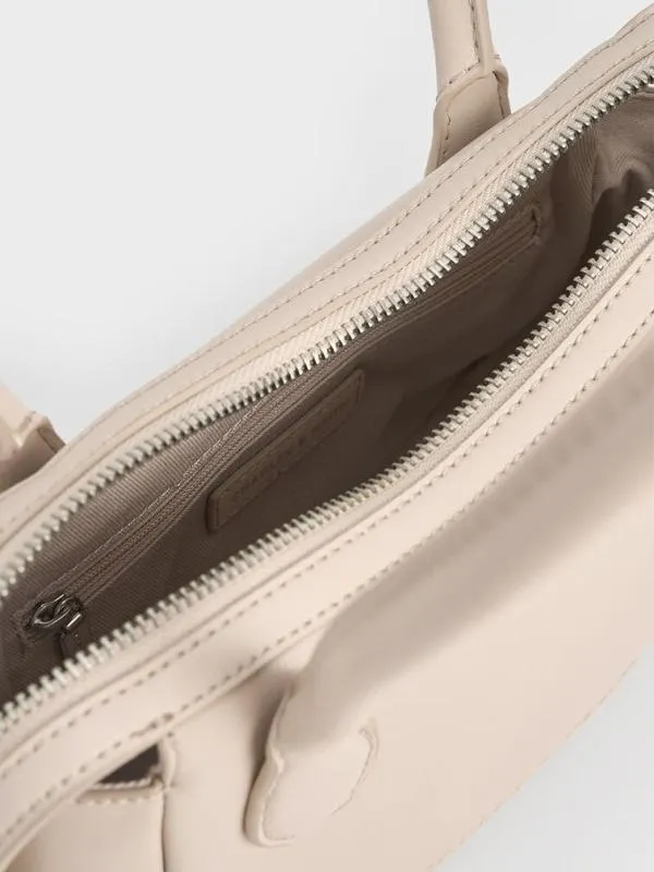 Women Bosie Elongated Top Handle Bag 8211 Oat CHARLES and KEITH Tote Bags