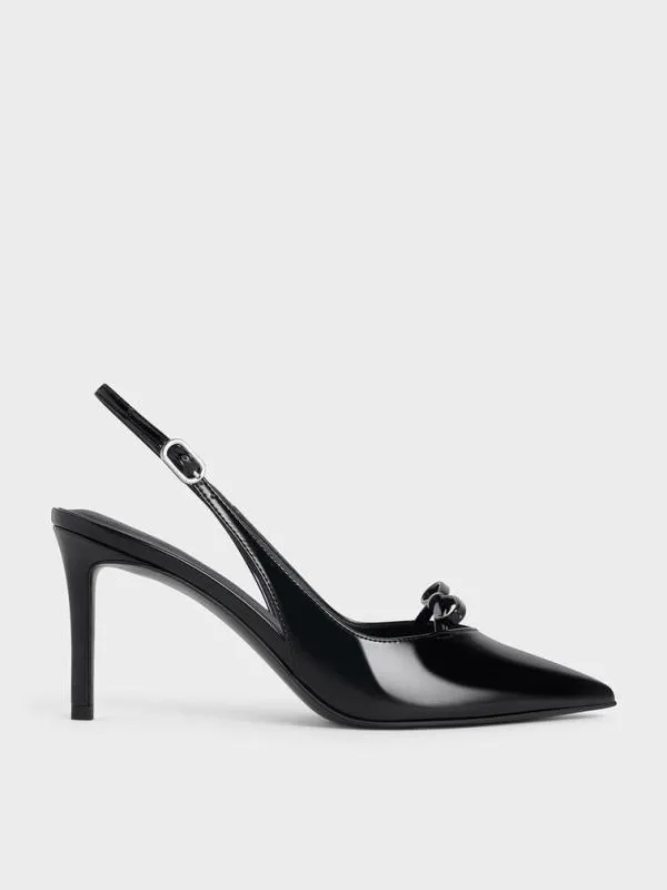 Women Bow Slingback Pumps 8211 Black Box CHARLES and KEITH Heels