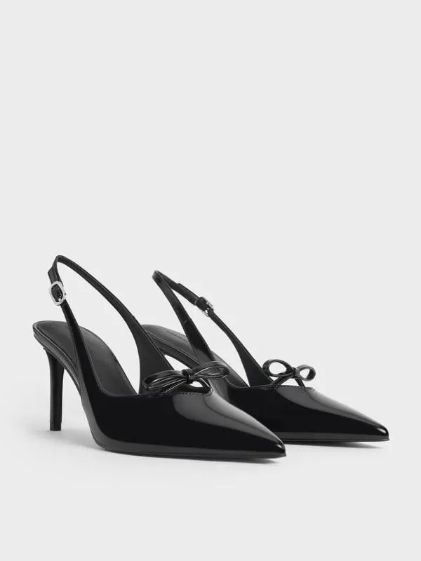 Women Bow Slingback Pumps 8211 Black Box CHARLES and KEITH Heels
