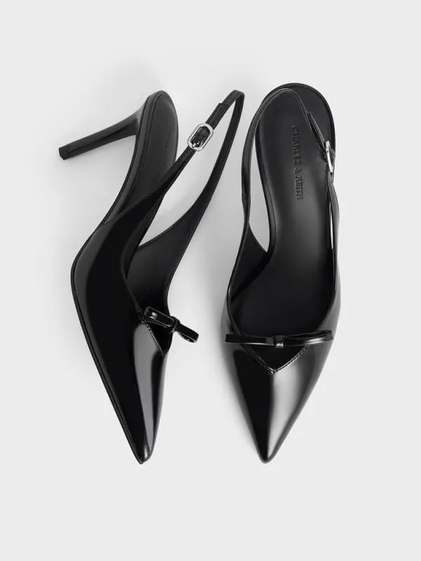 Women Bow Slingback Pumps 8211 Black Box CHARLES and KEITH Heels