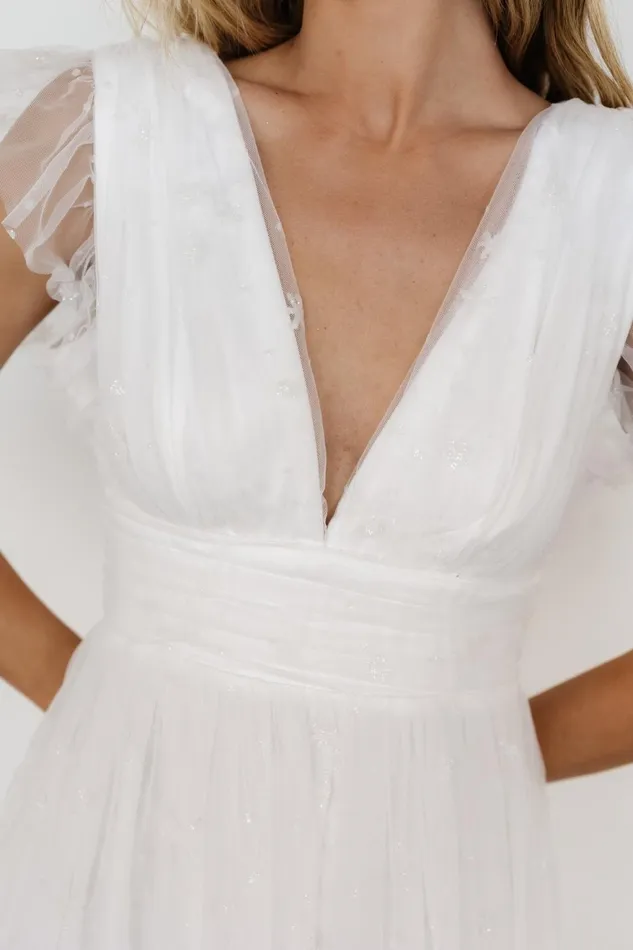 Women Bridal Baltic Born Chiara Shimmer Midi Dress White Women Bridal Baltic Born Chiara Shimmer Midi Dress White