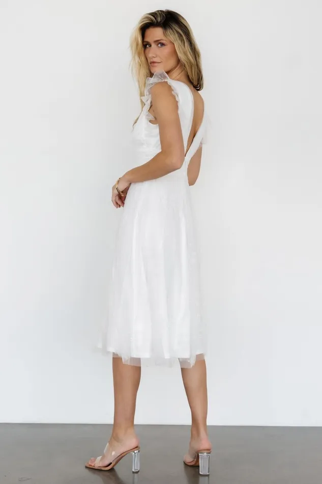 Women Bridal Baltic Born Chiara Shimmer Midi Dress White Women Bridal Baltic Born Chiara Shimmer Midi Dress White