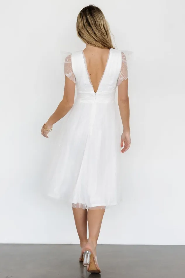 Women Bridal Baltic Born Chiara Shimmer Midi Dress White Women Bridal Baltic Born Chiara Shimmer Midi Dress White