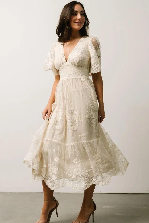 Women Bridal Baltic Born Clarisa Lace Midi Dress Vintage Cream Women Bridal Baltic Born Clarisa Lace Midi Dress Vintage Cream