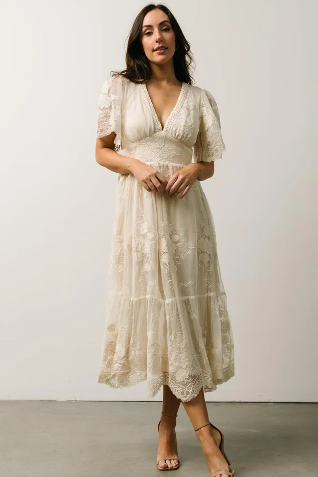 Women Bridal Baltic Born Clarisa Lace Midi Dress Vintage Cream Women Bridal Baltic Born Clarisa Lace Midi Dress Vintage Cream