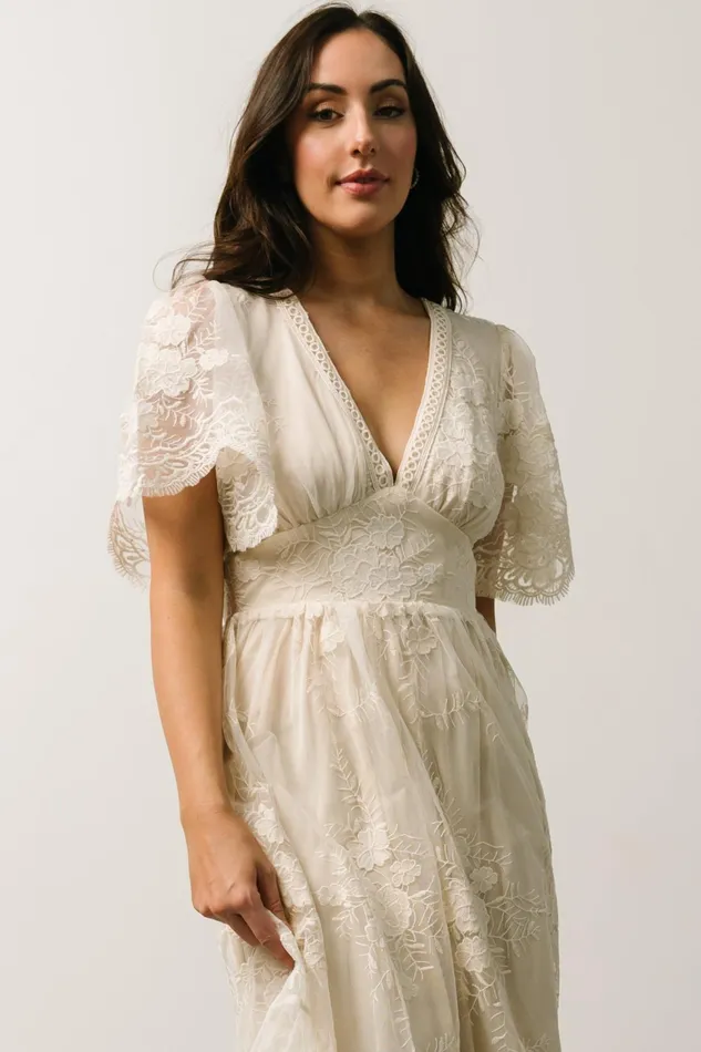 Women Bridal Baltic Born Clarisa Lace Midi Dress Vintage Cream Women Bridal Baltic Born Clarisa Lace Midi Dress Vintage Cream