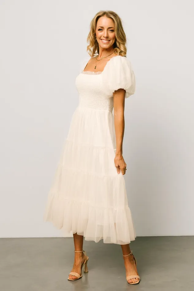 Women Bridal Baltic Born Liv Tulle Midi Dress Cream