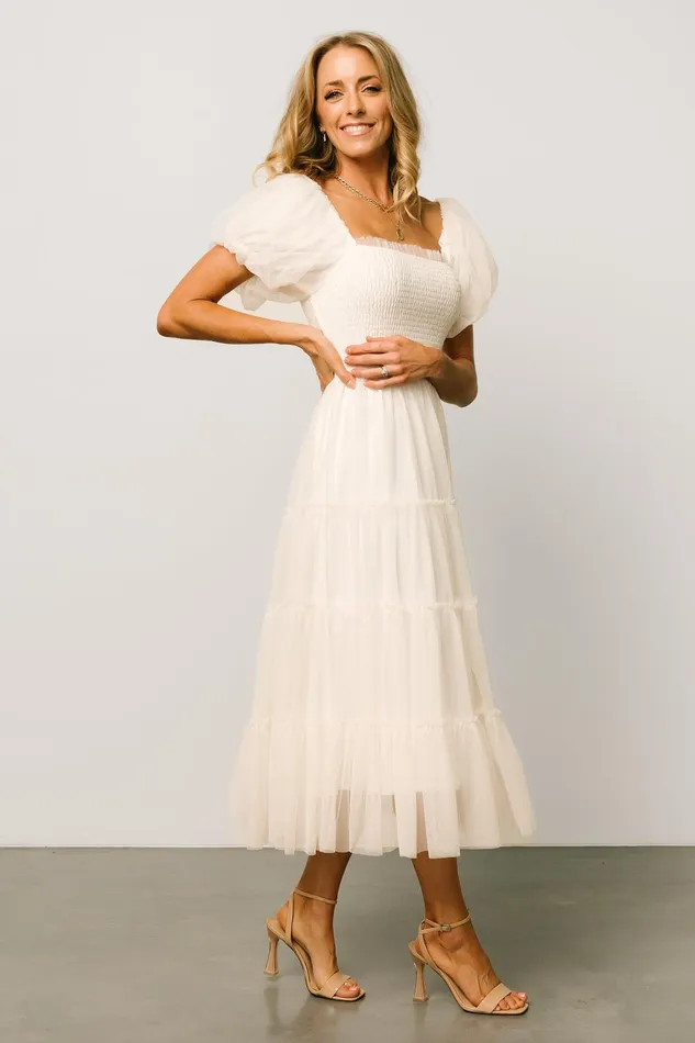 Women Bridal Baltic Born Liv Tulle Midi Dress Cream Women Bridal Baltic Born Liv Tulle Midi Dress Cream