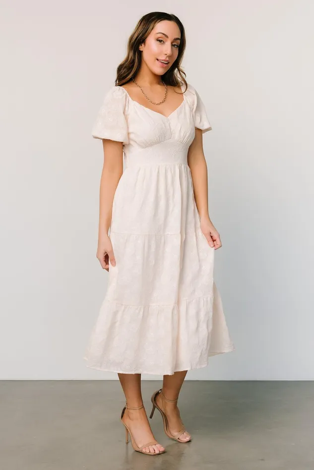 Women Bridal Baltic Born Mildred Embroidered Midi Dress Vintage Cream