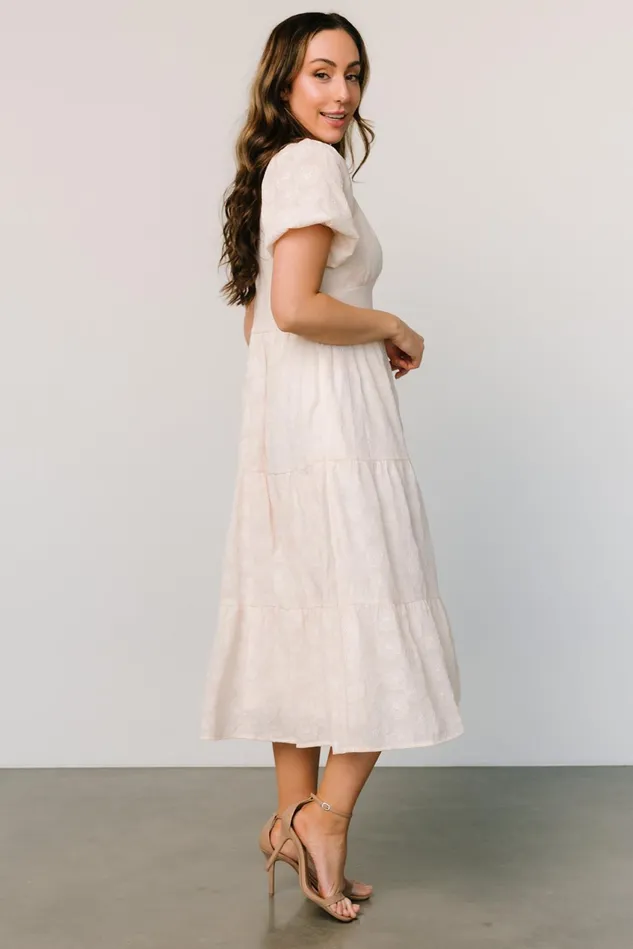 Women Bridal Baltic Born Mildred Embroidered Midi Dress Vintage Cream