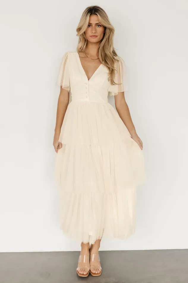 Women Bridal Baltic Born Starlet Tiered Maxi Dress Cream