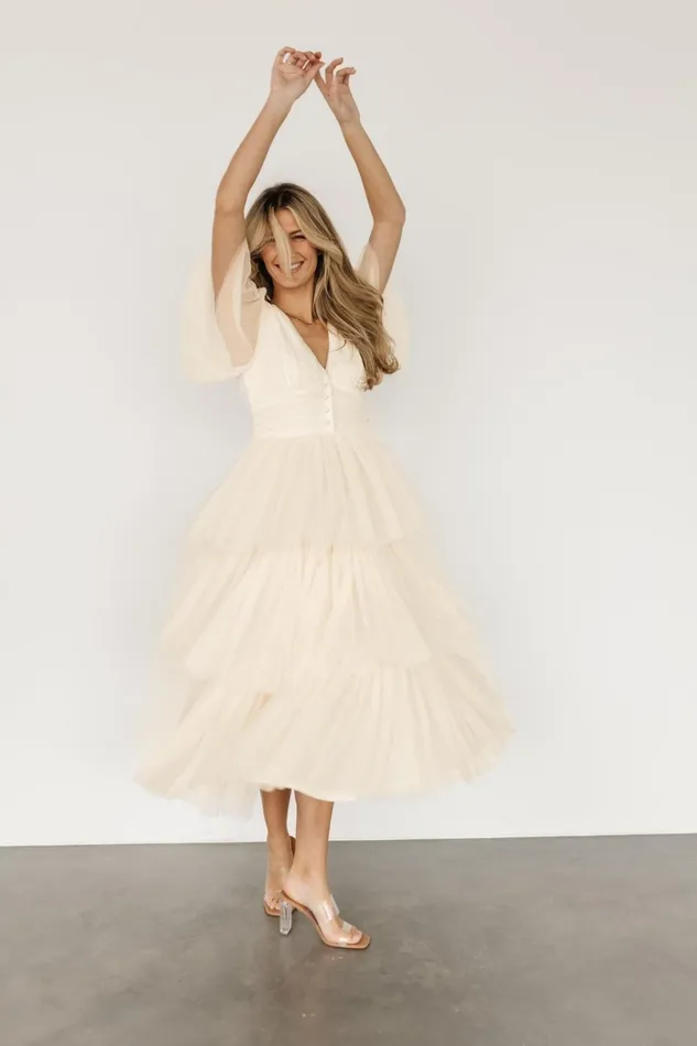 Women Bridal Baltic Born Starlet Tiered Maxi Dress Cream Women Bridal Baltic Born Starlet Tiered Maxi Dress Cream