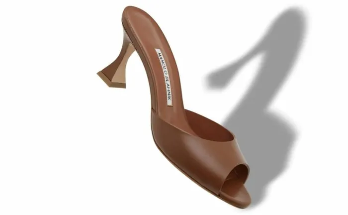 Women Brown Calf Leather Mules Manolo Blahnik Mules