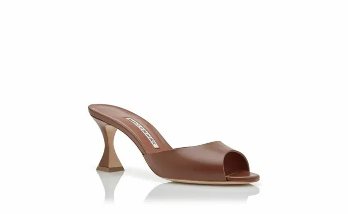 Women Brown Calf Leather Mules Manolo Blahnik Mules