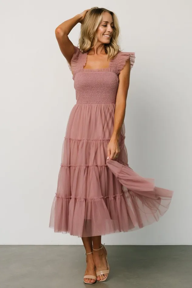 Women Bump Friendly Baltic Born Emma Smocked Tulle Dress Dusty Rose Women Bump Friendly Baltic Born Emma Smocked Tulle Dress Dusty Rose
