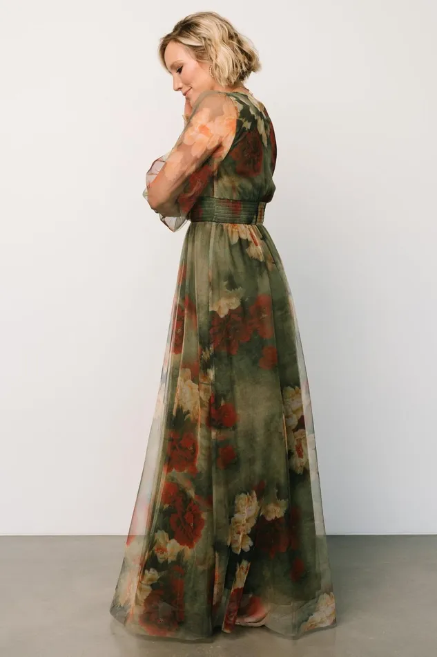 Women Bump Friendly Baltic Born Layla Tulle Maxi Dress Olive Rust