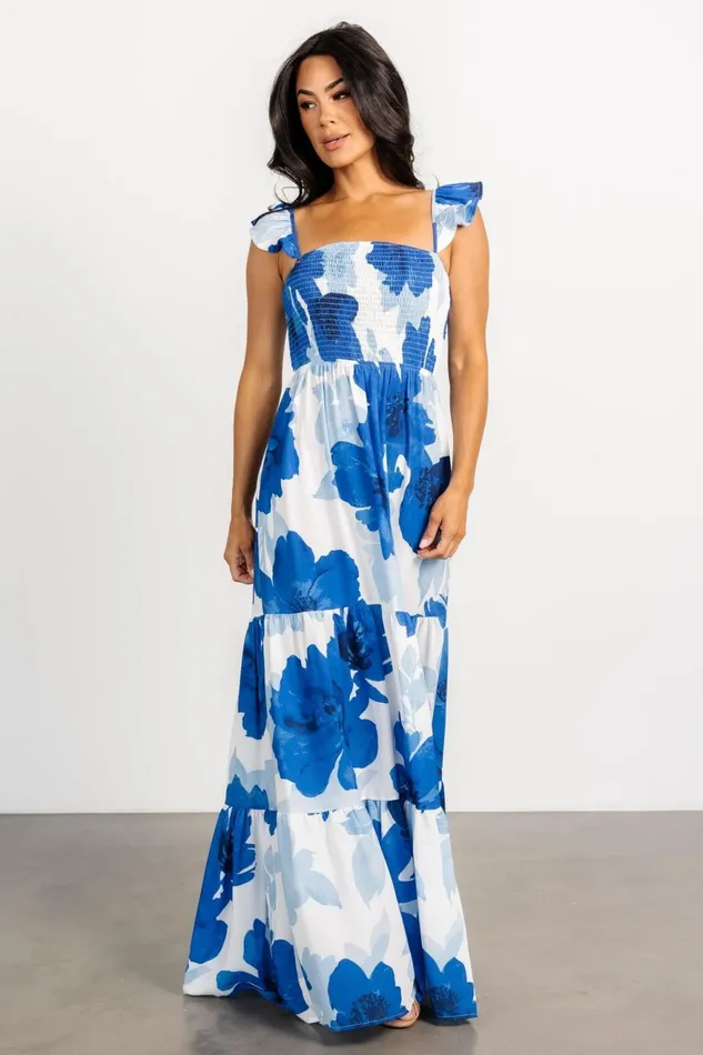 Women Bump Friendly Baltic Born Mikaela Maxi Dress Blue Floral