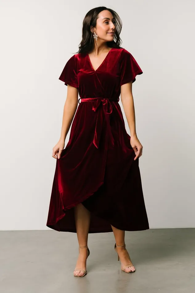 Women Bump Friendly Baltic Born Nadine Velvet Midi Dress Merlot Women Bump Friendly Baltic Born Nadine Velvet Midi Dress Merlot