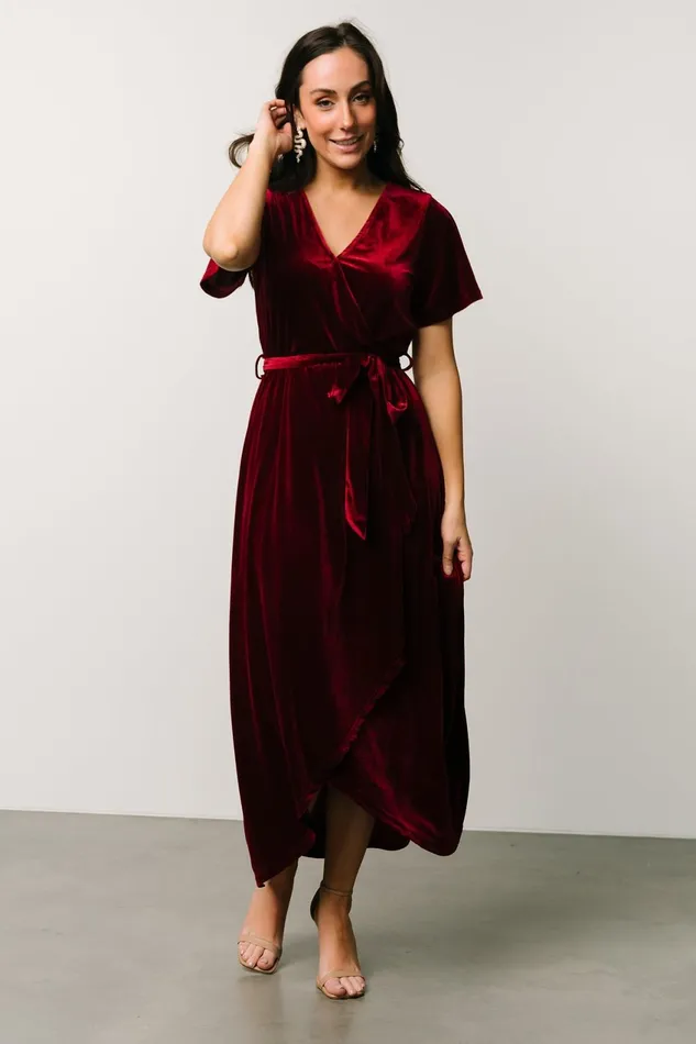 Women Bump Friendly Baltic Born Nadine Velvet Midi Dress Merlot Women Bump Friendly Baltic Born Nadine Velvet Midi Dress Merlot