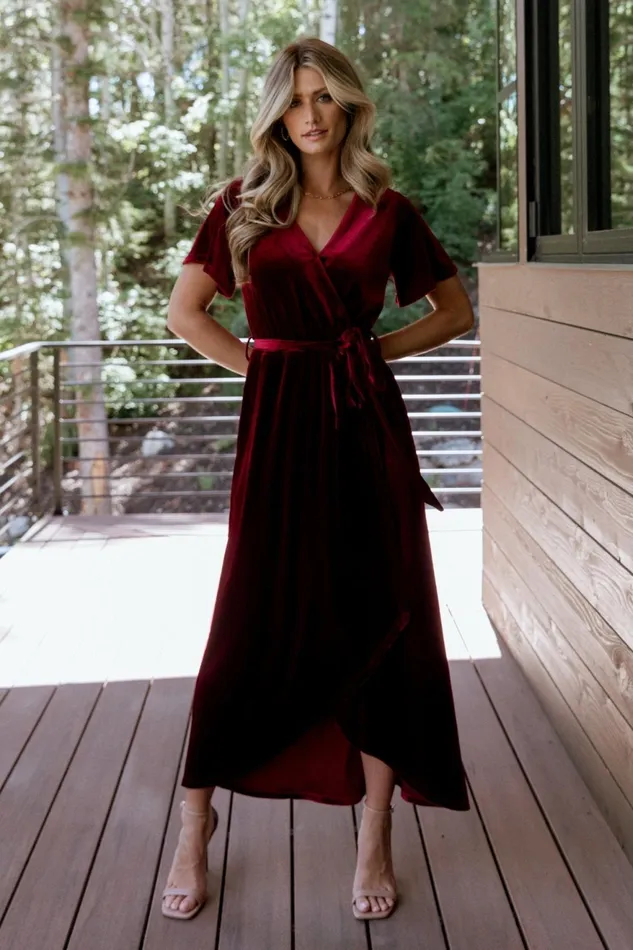 Women Bump Friendly Baltic Born Nadine Velvet Midi Dress Merlot Women Bump Friendly Baltic Born Nadine Velvet Midi Dress Merlot