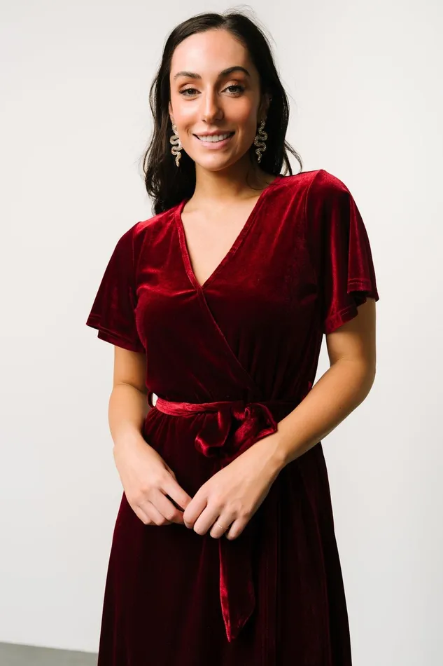 Women Bump Friendly Baltic Born Nadine Velvet Midi Dress Merlot Women Bump Friendly Baltic Born Nadine Velvet Midi Dress Merlot