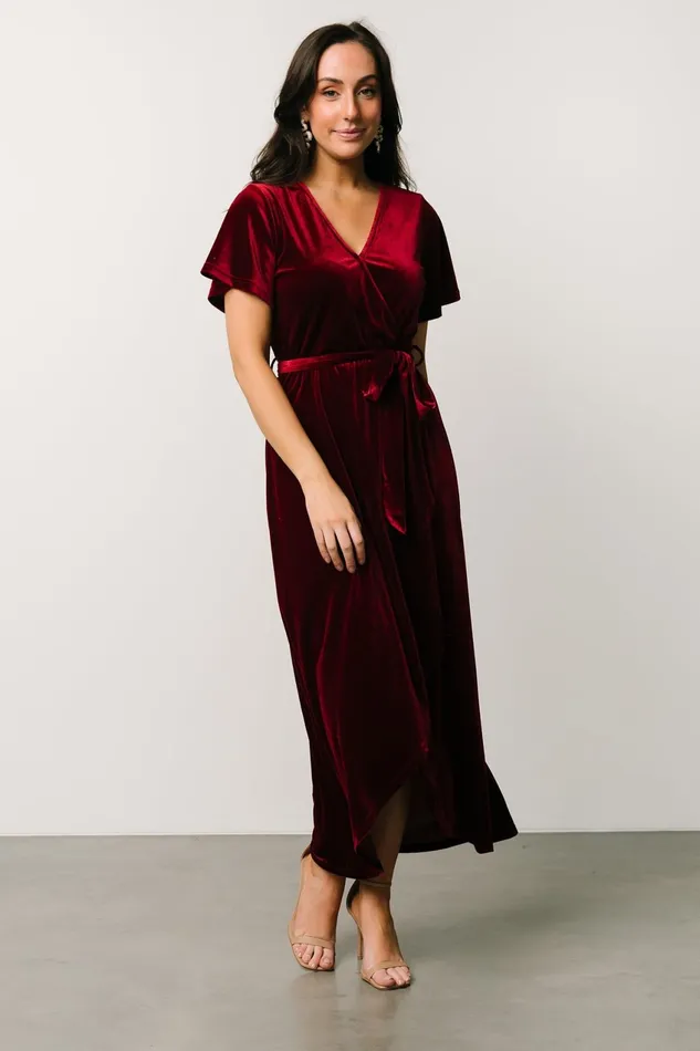 Women Bump Friendly Baltic Born Nadine Velvet Midi Dress Merlot Women Bump Friendly Baltic Born Nadine Velvet Midi Dress Merlot