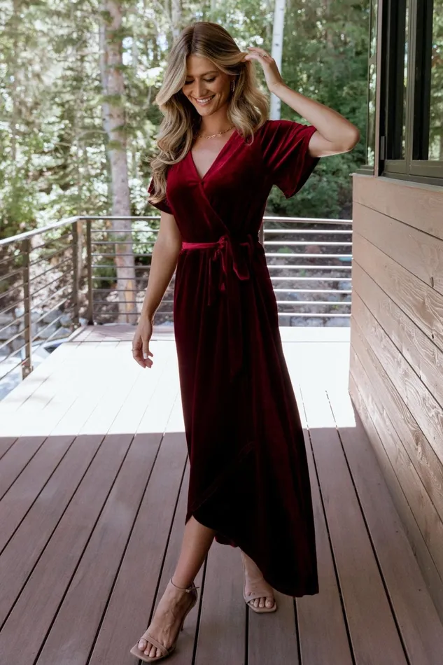 Women Bump Friendly Baltic Born Nadine Velvet Midi Dress Merlot Women Bump Friendly Baltic Born Nadine Velvet Midi Dress Merlot