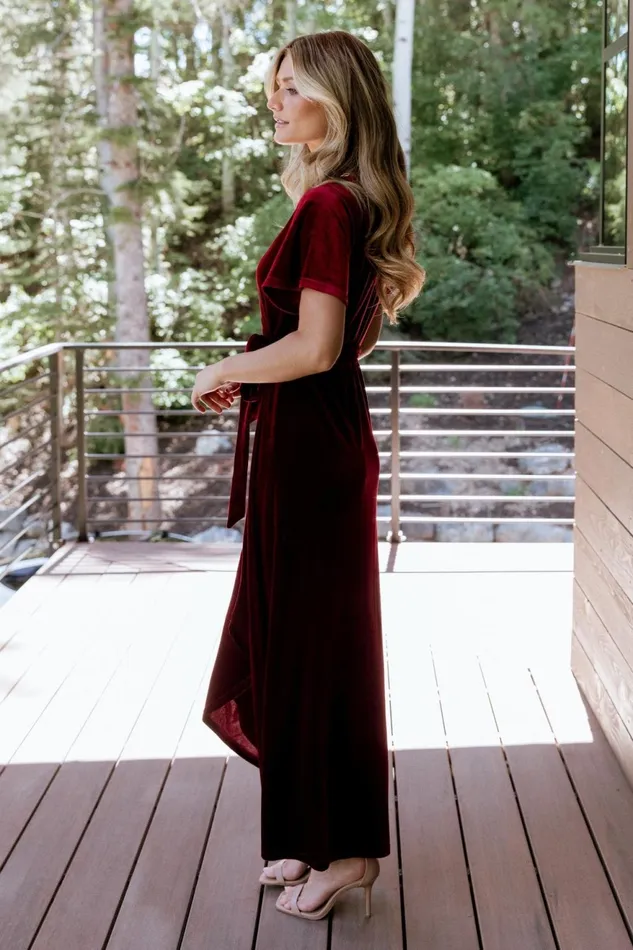 Women Bump Friendly Baltic Born Nadine Velvet Midi Dress Merlot Women Bump Friendly Baltic Born Nadine Velvet Midi Dress Merlot