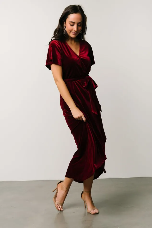 Women Bump Friendly Baltic Born Nadine Velvet Midi Dress Merlot Women Bump Friendly Baltic Born Nadine Velvet Midi Dress Merlot