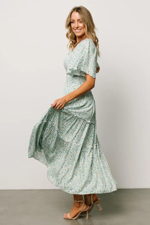 Women Bump Friendly Baltic Born Regina Smocked Maxi Dress Green Floral Women Bump Friendly Baltic Born Regina Smocked Maxi Dress Green Floral