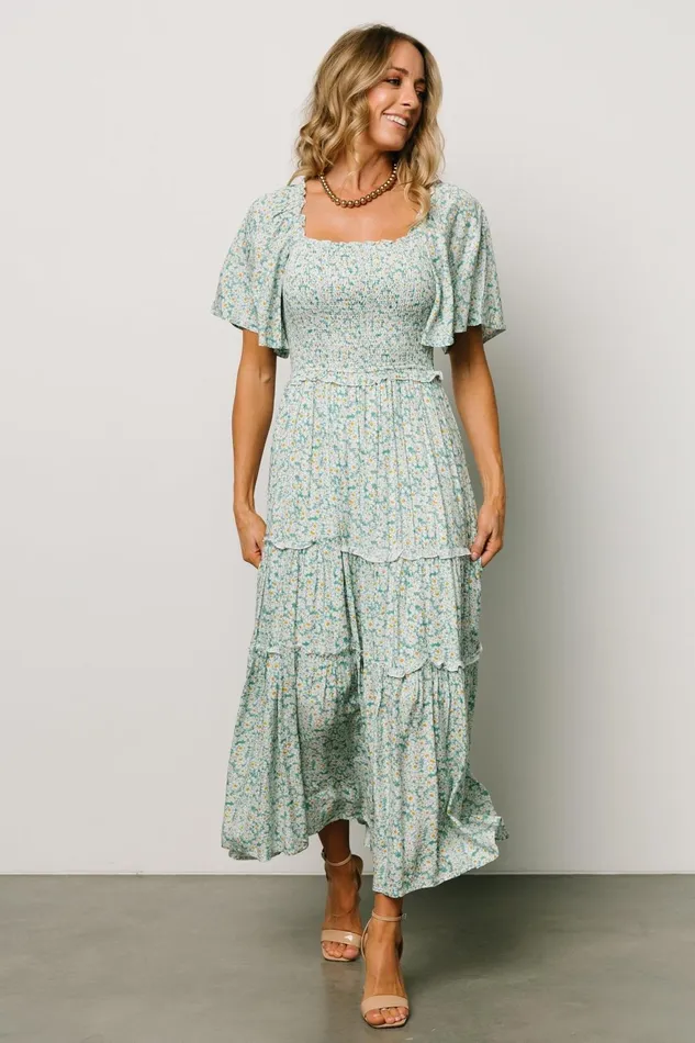 Women Bump Friendly Baltic Born Regina Smocked Maxi Dress Green Floral Women Bump Friendly Baltic Born Regina Smocked Maxi Dress Green Floral
