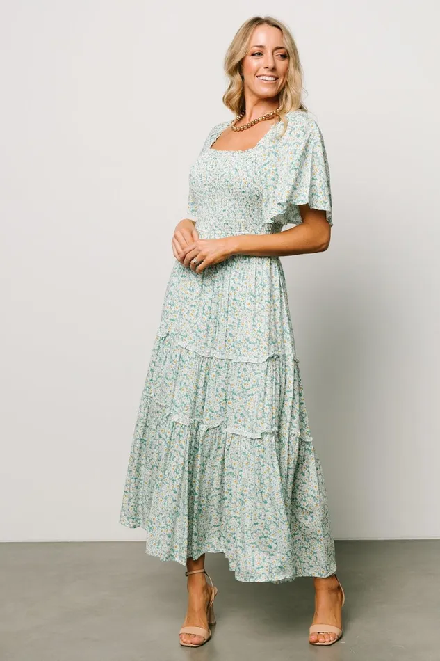 Women Bump Friendly Baltic Born Regina Smocked Maxi Dress Green Floral Women Bump Friendly Baltic Born Regina Smocked Maxi Dress Green Floral