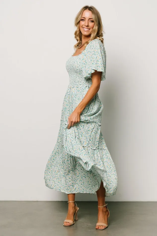 Women Bump Friendly Baltic Born Regina Smocked Maxi Dress Green Floral Women Bump Friendly Baltic Born Regina Smocked Maxi Dress Green Floral