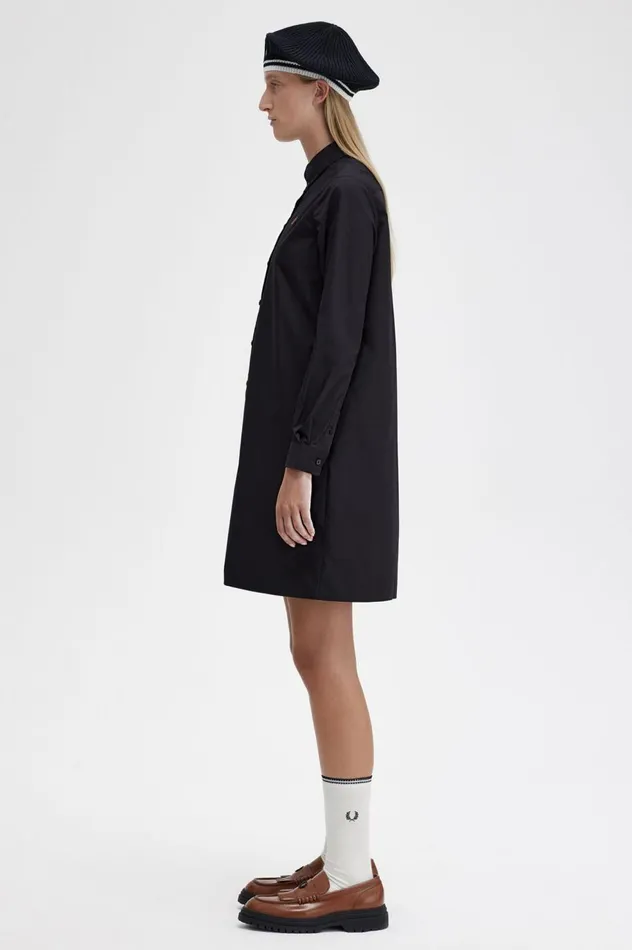 Women ButtonThrough Shirt Dress Black Fred Perry Dresses