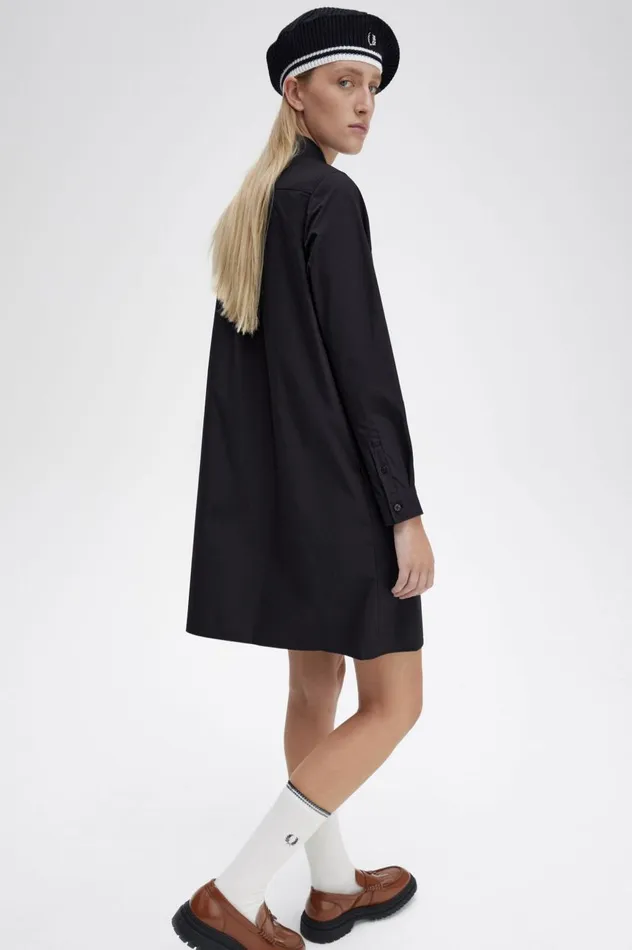Women ButtonThrough Shirt Dress Black Fred Perry Dresses