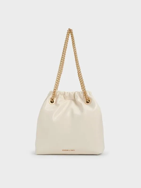 Women Caia ChainHandle Tote Bag 8211 Cream CHARLES and KEITH Slouchy Bags