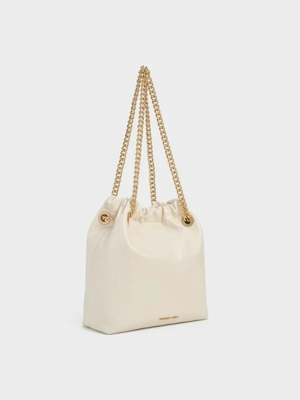 Women Caia ChainHandle Tote Bag 8211 Cream CHARLES and KEITH Slouchy Bags