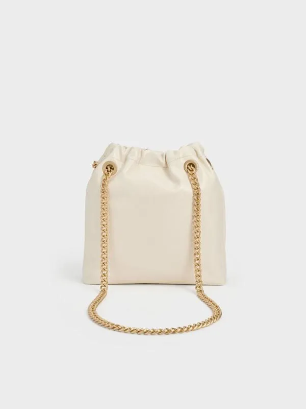 Women Caia ChainHandle Tote Bag 8211 Cream CHARLES and KEITH Slouchy Bags