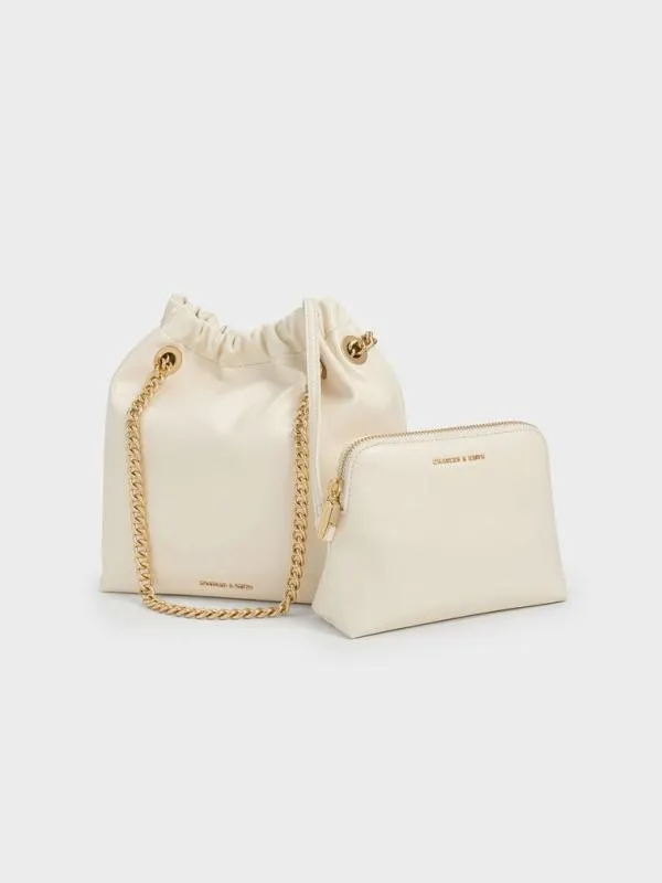 Women Caia ChainHandle Tote Bag 8211 Cream CHARLES and KEITH Slouchy Bags
