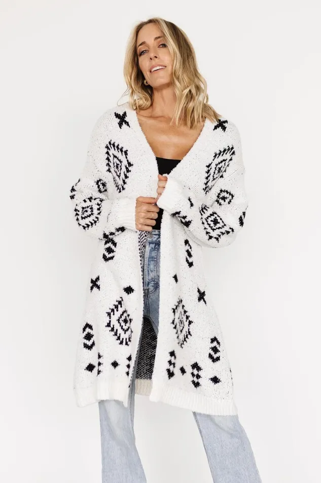 Women Cardigans Baltic Born Missoula Oversized Cardigan Off White Black