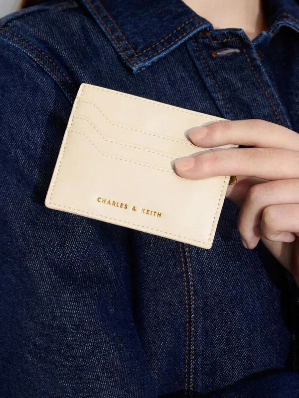 Women Carli Geometric MultiSlot Cardholder 8211 Cream CHARLES and KEITH Card Holders