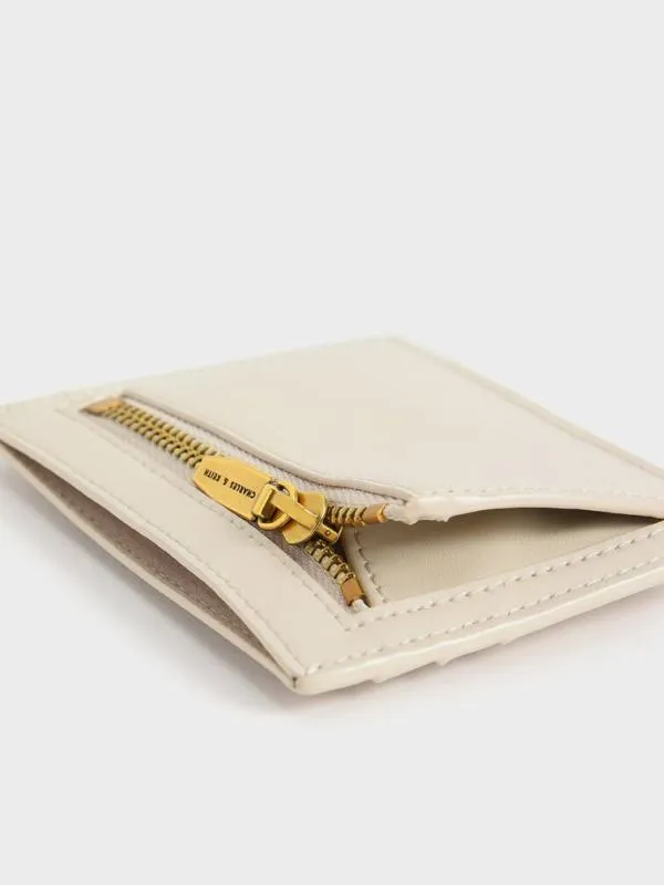 Women Carli Geometric MultiSlot Cardholder 8211 Cream CHARLES and KEITH Card Holders