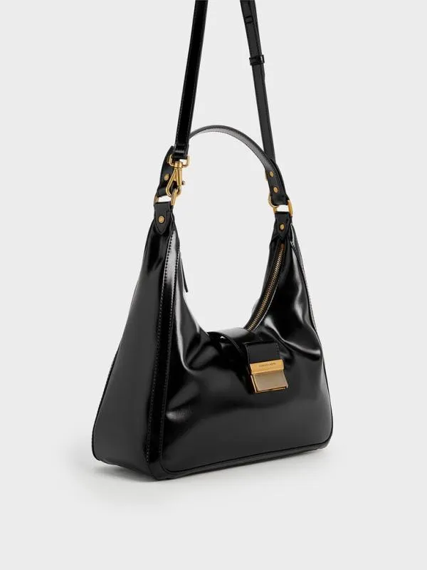 Women Charlot Hobo Bag 8211 Black CHARLES and KEITH Hobo Bags
