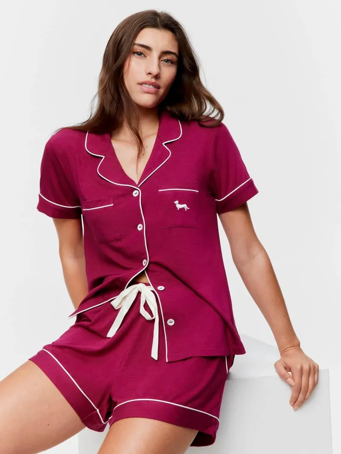 Women Cherry Bamboo Shortie Pj Set Cherry Peter Alexander Sets and Onesies