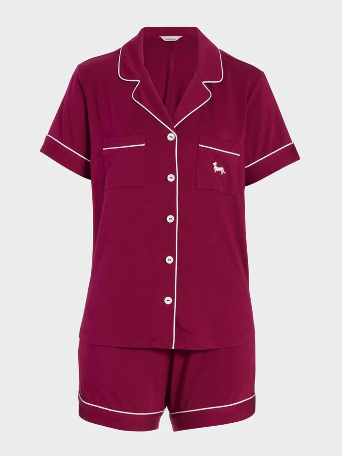 Women Cherry Bamboo Shortie Pj Set Cherry Peter Alexander Sets and Onesies