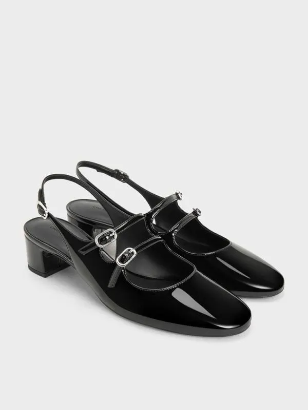 Women Clementine DoubleStrap Slingback Mary Jane Pumps 8211 Black Box CHARLES and KEITH Heels