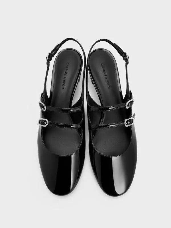 Women Clementine DoubleStrap Slingback Mary Jane Pumps 8211 Black Box CHARLES and KEITH Heels