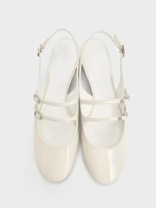 Women Clementine DoubleStrap Slingback Mary Jane Pumps 8211 Chalk CHARLES and KEITH Heels