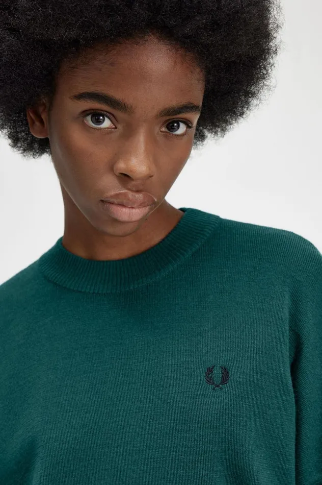Women Colour Block Jumper Petrol Blue Fred Perry Knitwear