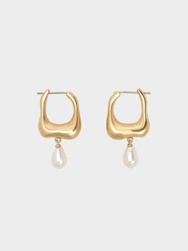Women Corrine Teardrop Pearl Hoop Earrings 8211 Brush Gold CHARLES and KEITH Earrings Women Corrine Teardrop Pearl Hoop Earrings 8211 Brush Gold CHARLES and KEITH Earrings